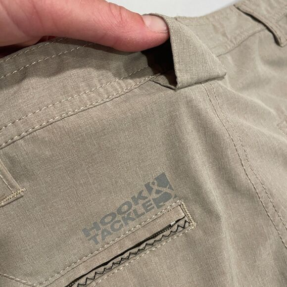 ~ Hook & Tackle 40 Mens Shorts Gray Grey Grayish-Tan Greige Tan Fishing Ripstop - Picture 11 of 14
